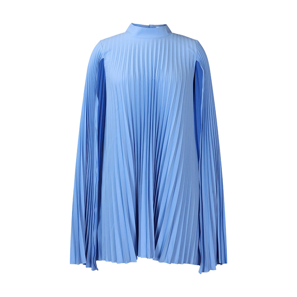 Robe cape plissée pour dames avec col montant et manches longues Chic und Stil