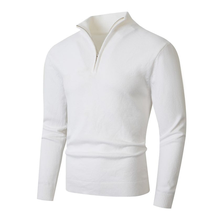Pull homme avec zip demi-façon moderne et fine structure côtelée Chic und Stil
