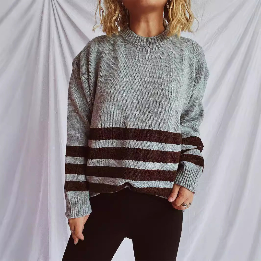 Pull oversized décontracté pour femmes avec motif rayé moderne Chic und Stil