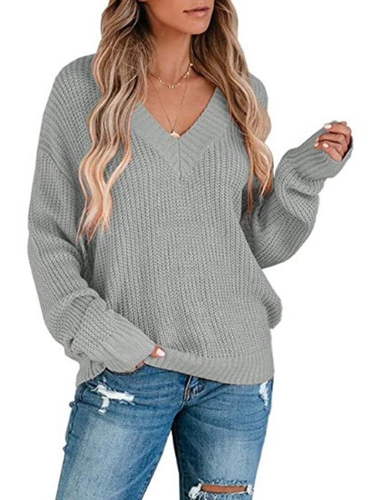Pull en fine maille pour femmes avec décolleté en V et coupe décontractée Chic und Stil