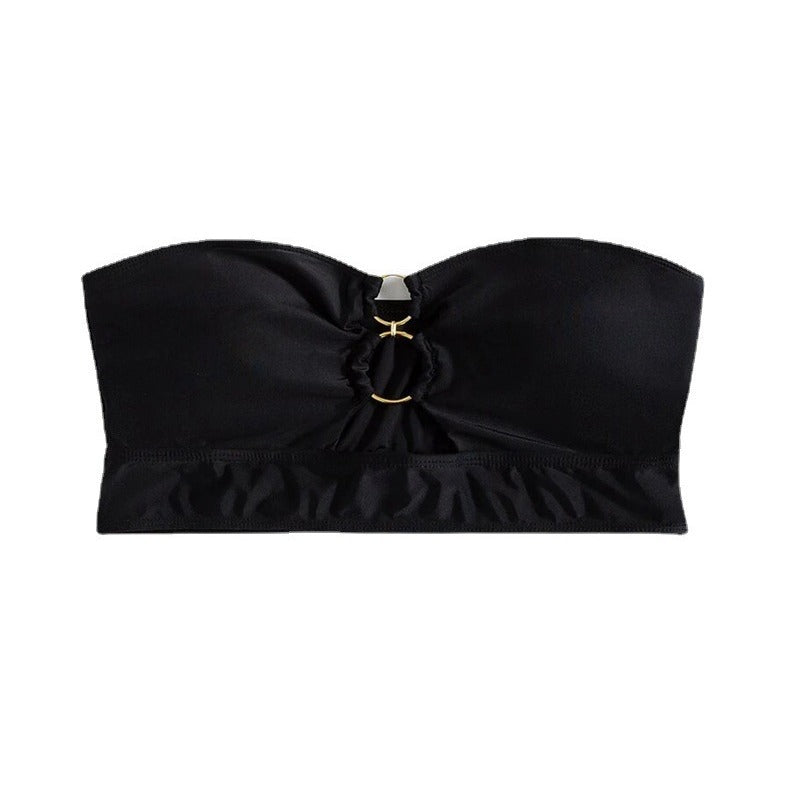Bikini-top bustier pour femmes avec fronces et accents dorés Chic und Stil