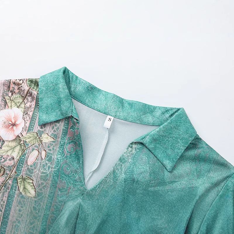 Robe midi à fleurs de style polo pour femmes Chic und Stil