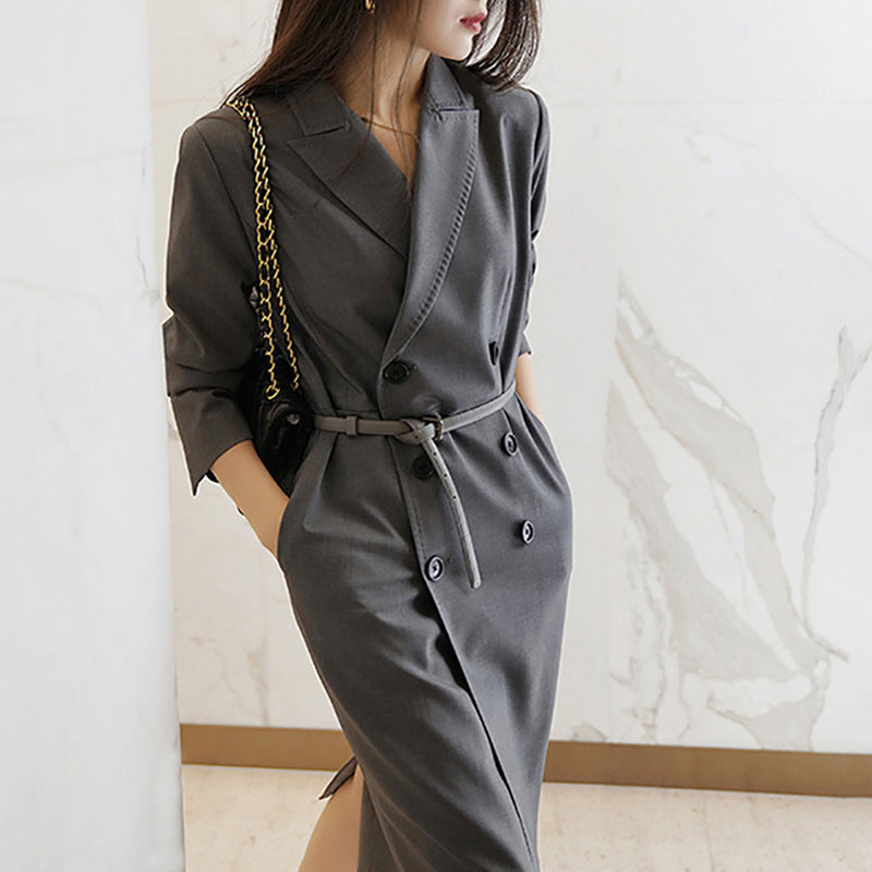 Robe midi femme cintrée à double boutonnage avec ceinture Chic und Stil
