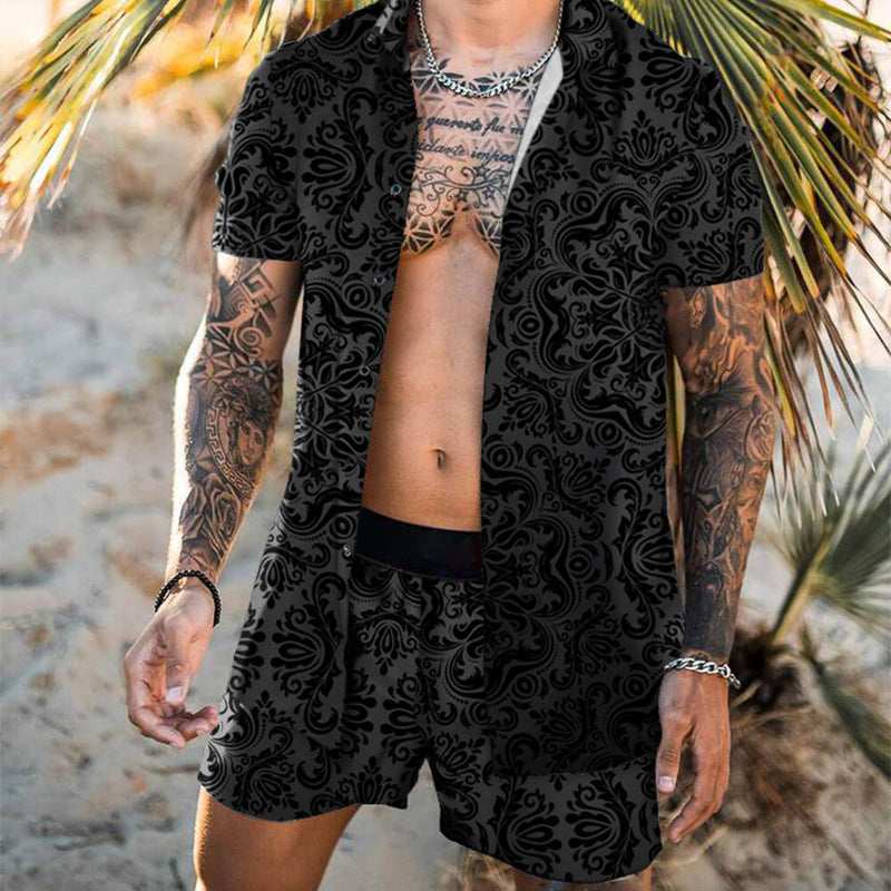 Chemise à manches courtes pour hommes avec un design baroque élaboré et un tissu respirant Chic und Stil