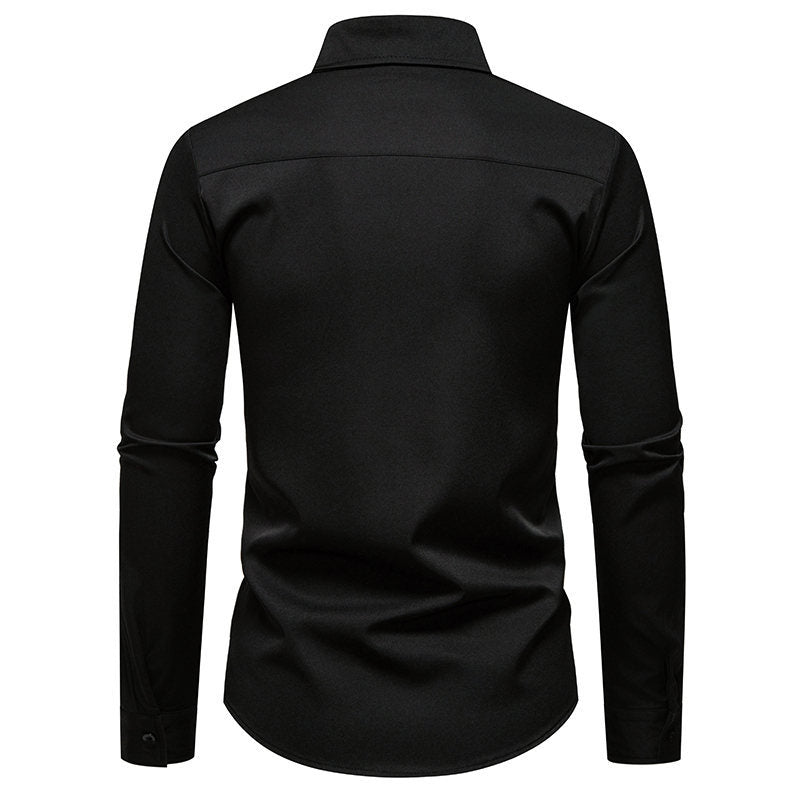 Chemise à manches longues pour hommes avec une élégante broderie florale et un col moderne Chic und Stil