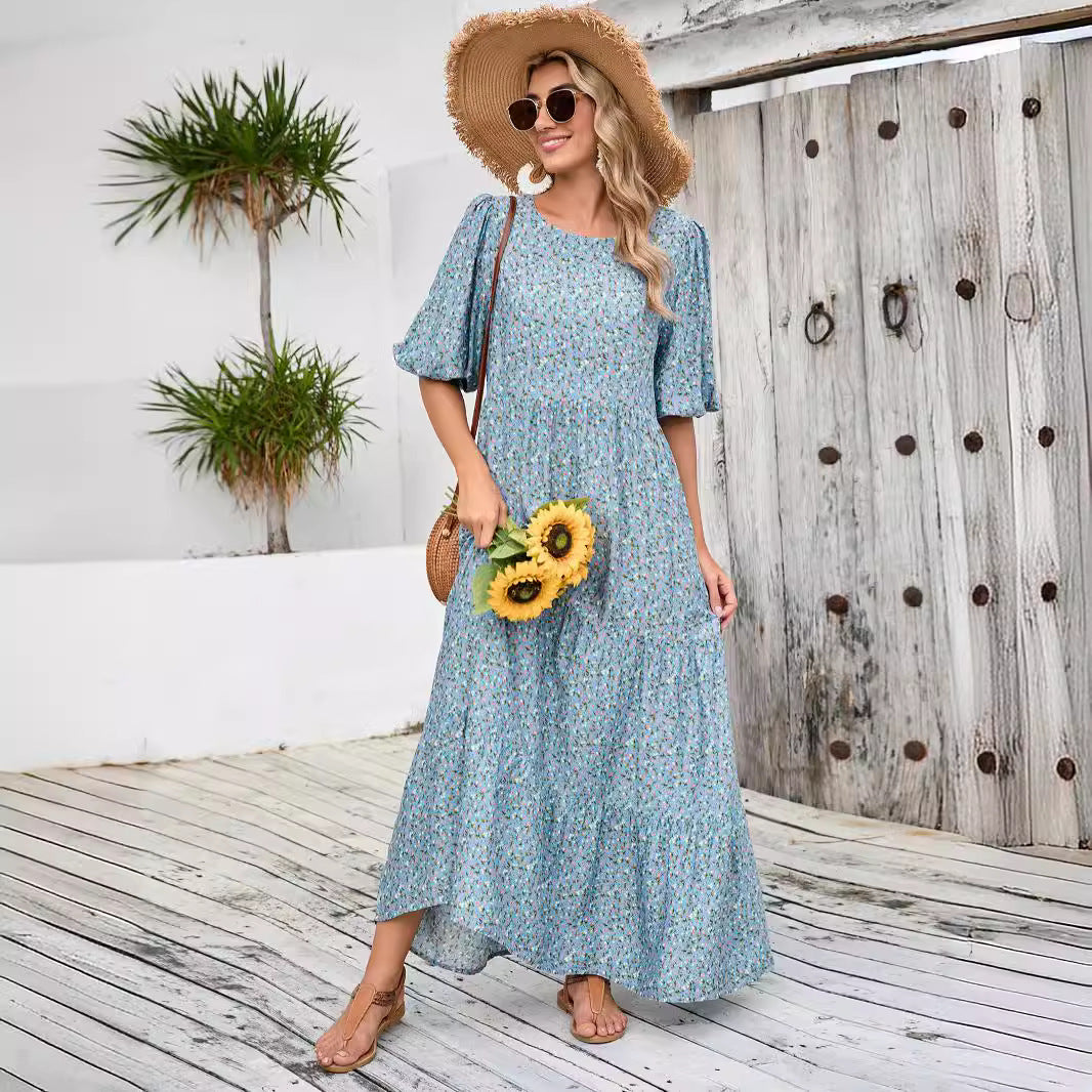 Robe maxi bohème pour femmes avec des manches bouffantes Chic und Stil