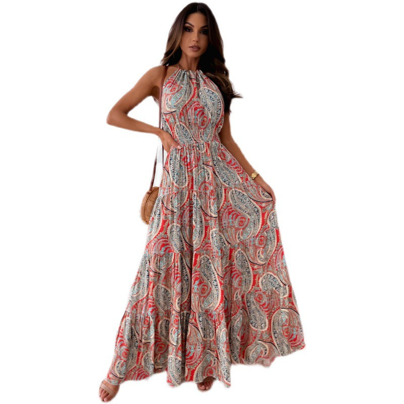 Robe maxi pour femmes en style boho avec décolleté nageur et jupe fluide Chic und Stil