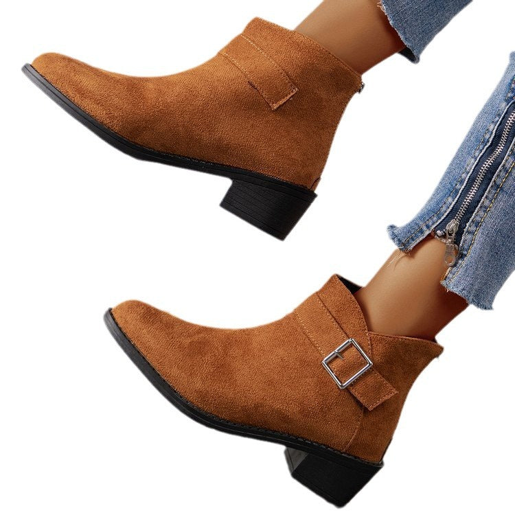 Bottines pour femmes avec un détail de boucle à la mode et un talon carré confortable Chic und Stil