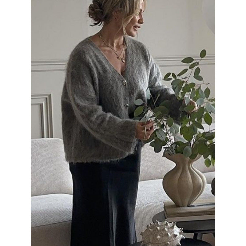 Cardigan en tricot décontracté pour femmes avec coupe oversized et détails de bouton Chic und Stil