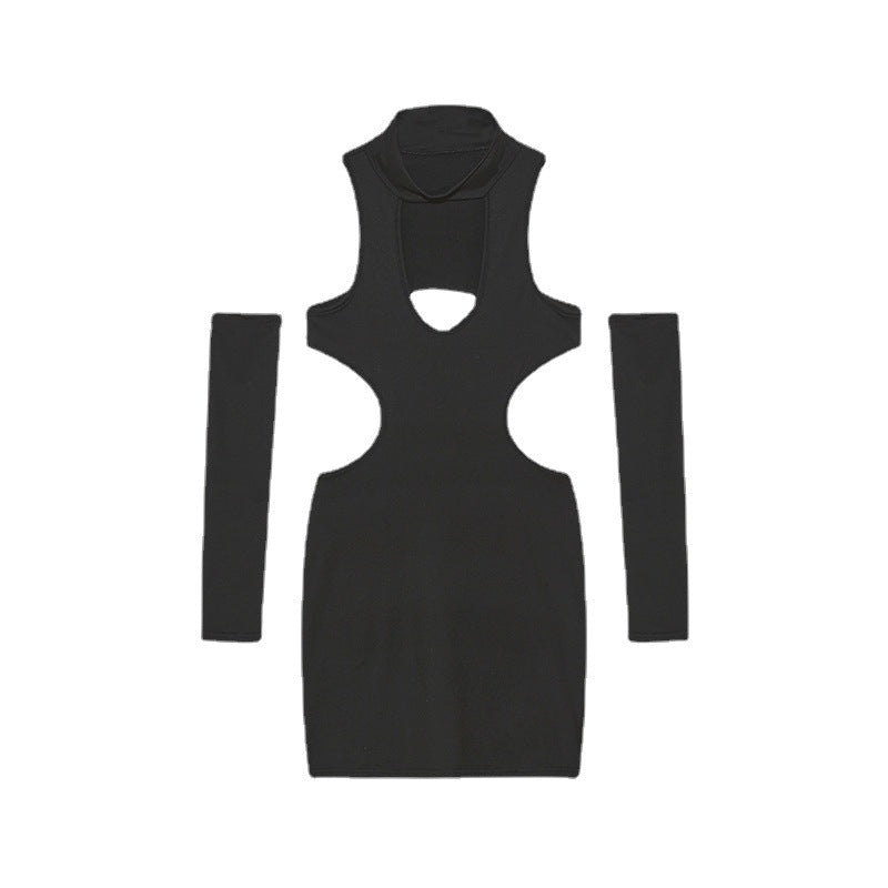 Ladies Elegant Chic and Stylish Cut-Out High Neck Dress