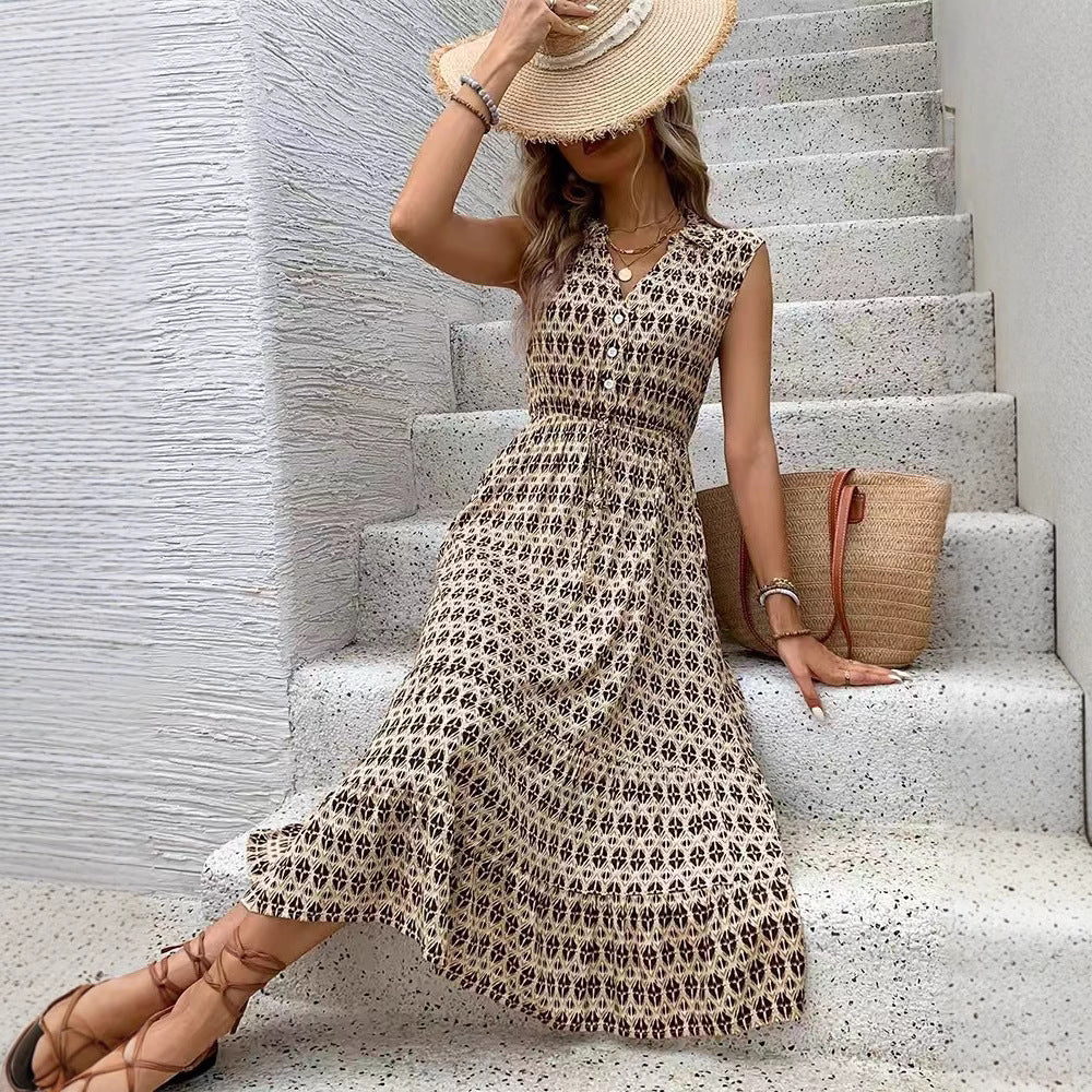Robe midi pour femmes avec détails de boutons et ceinture élastique Chic und Stil