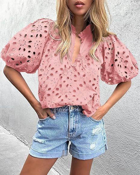 Blouse à manches bouffantes œillets pour femmes Chic und Stil