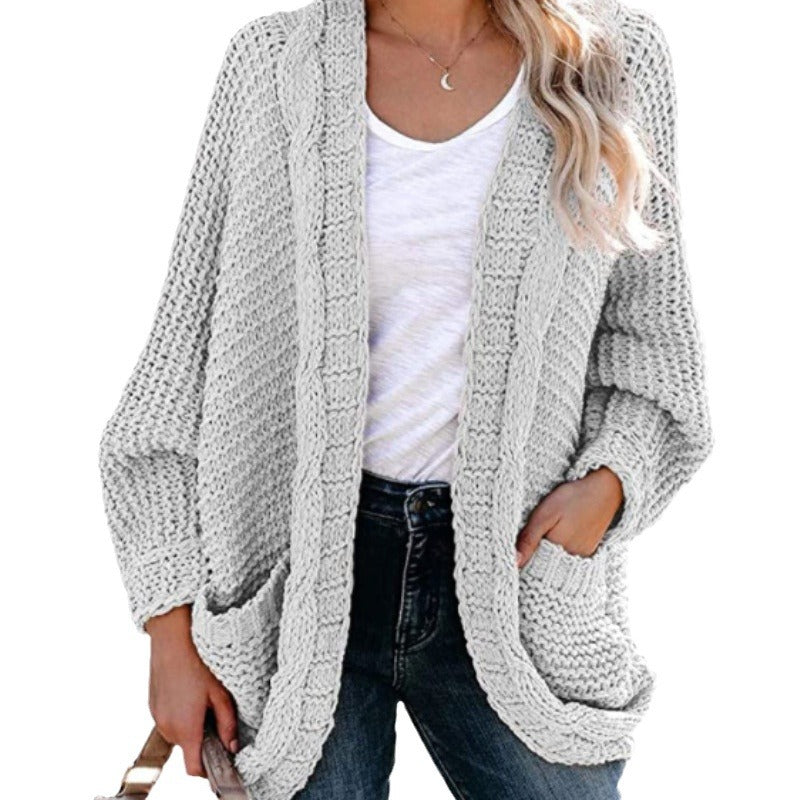 Veste en tricot épais pour femmes avec des contours décontractés et de grandes poches Chic und Stil