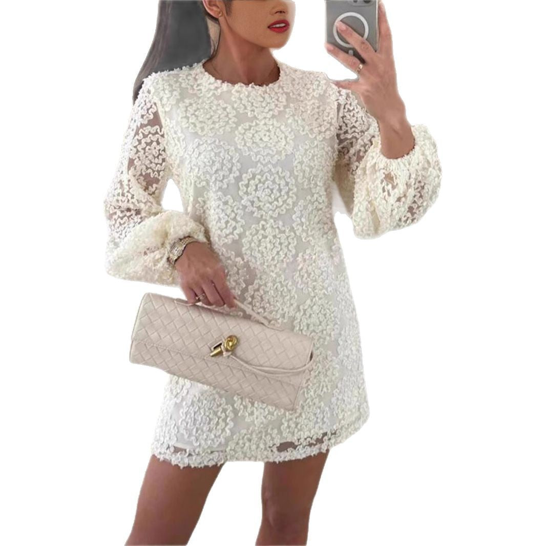 Robe mini en dentelle florale transparente pour femmes Chic und Stil