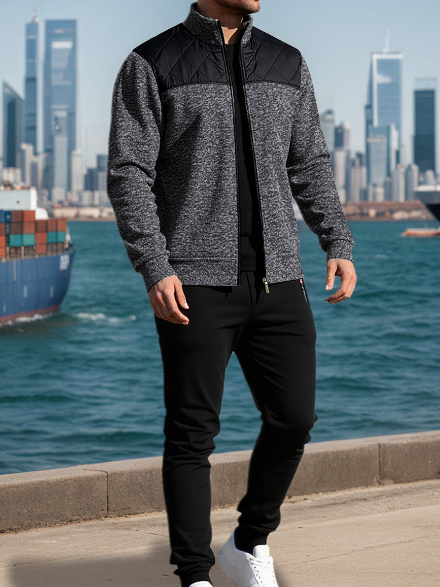 Veste de sport pour hommes avec un motif à côtes horizontales et une zone d'épaule légèrement rembourrée Chic und Stil
