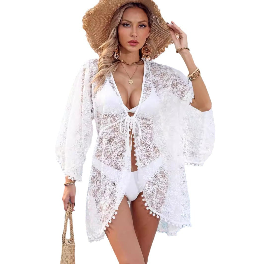 Dames Élégant Couverture de Plage en Dentelle Chic und Stil