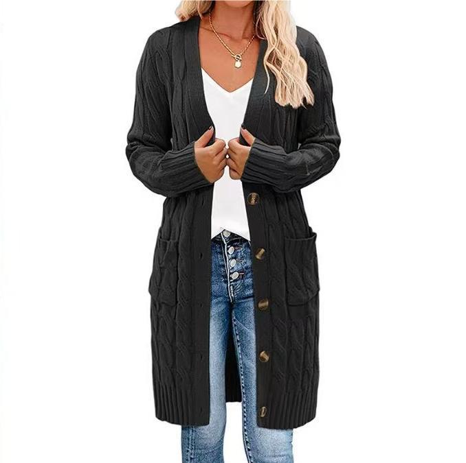 Cardigan femme en gros tricot avec poches et détails de boutons Chic und Stil