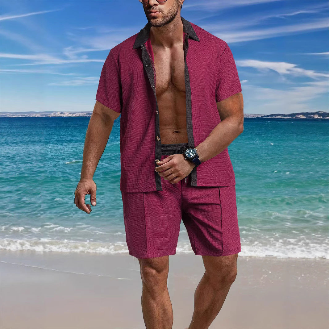 Homme ensemble de chemise à manches courtes décontractée et de shorts au design structuré Chic und Stil
