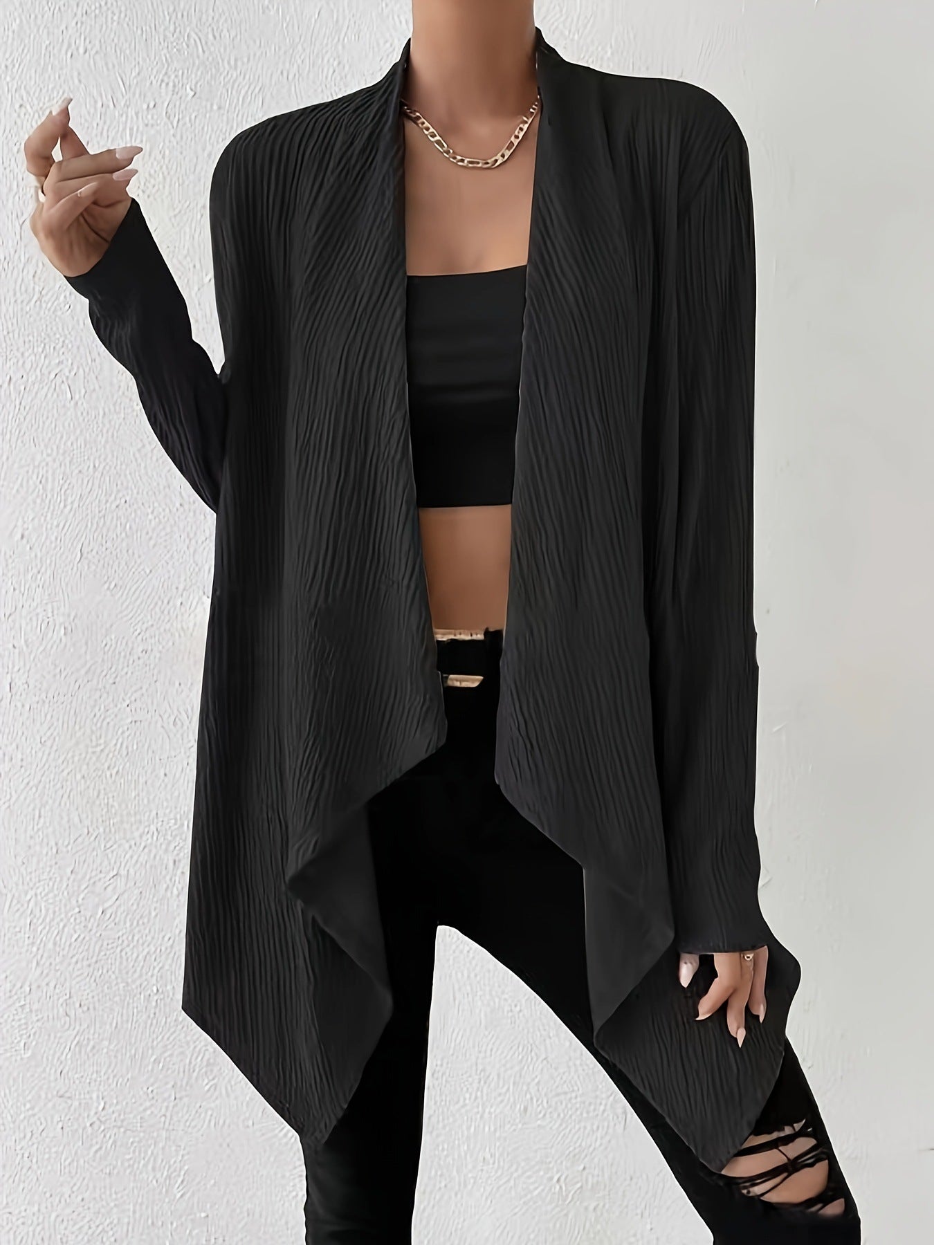 Dame Veste en tricot décontractée avec motif gaufré moderne Chic und Stil