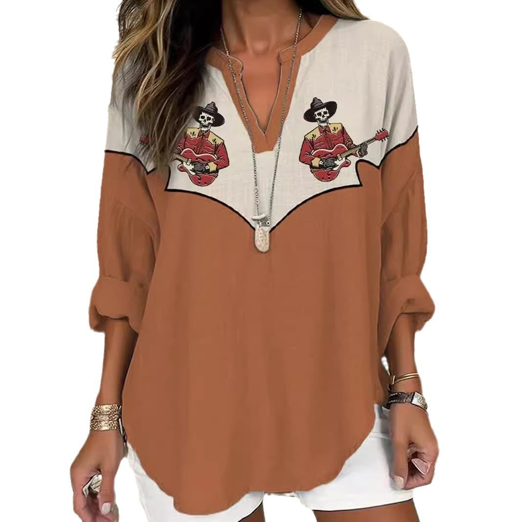 Blouse pour femmes avec des graphiques créatifs et un détail de bon goût Chic und Stil