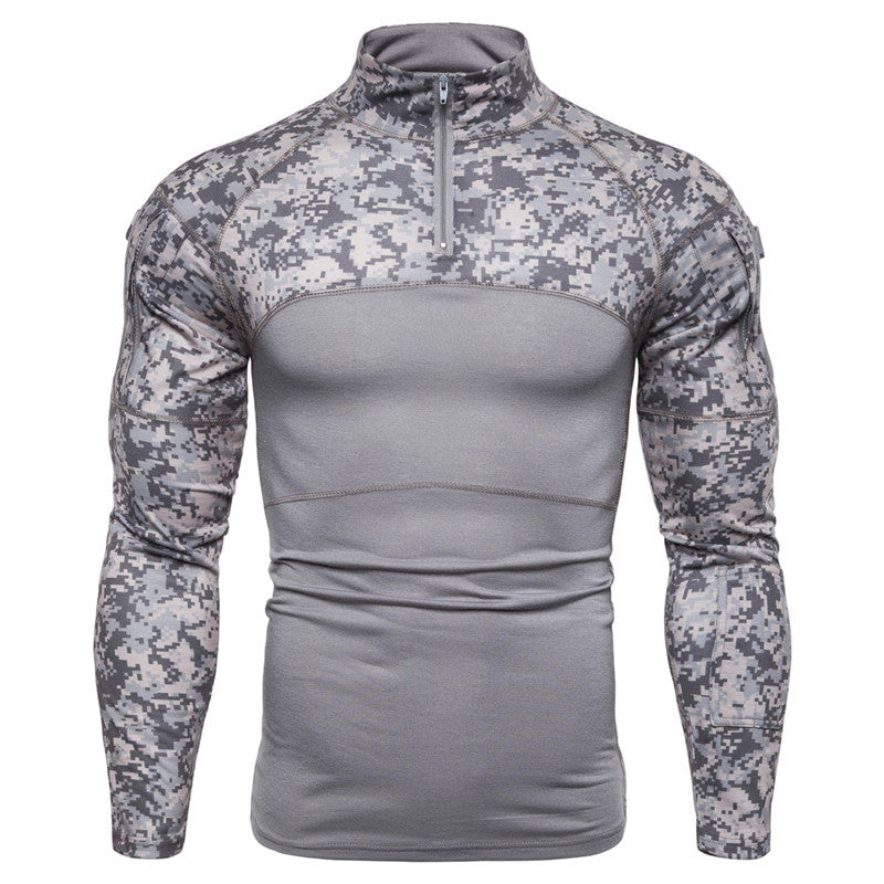 Functional T-shirt for men with high collar and innovative camouflage design Chic and Style