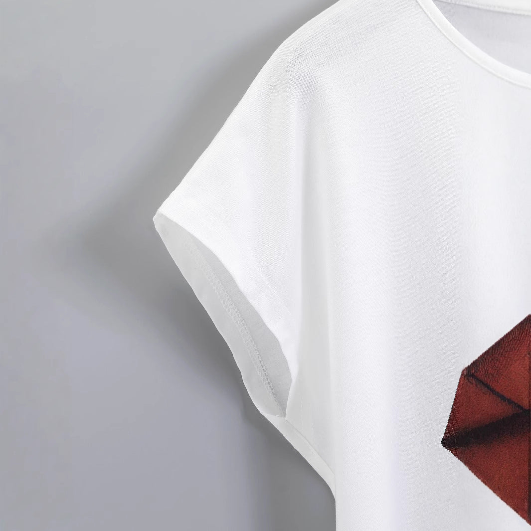T-shirt pour femmes avec imprimé de lèvres créatif et coupe décontractée Chic und Stil