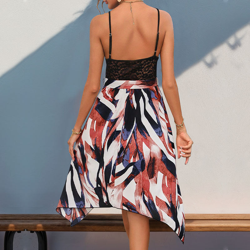 Robe fleurs femme asymétrique avec ceinture décorative Chic und Stil