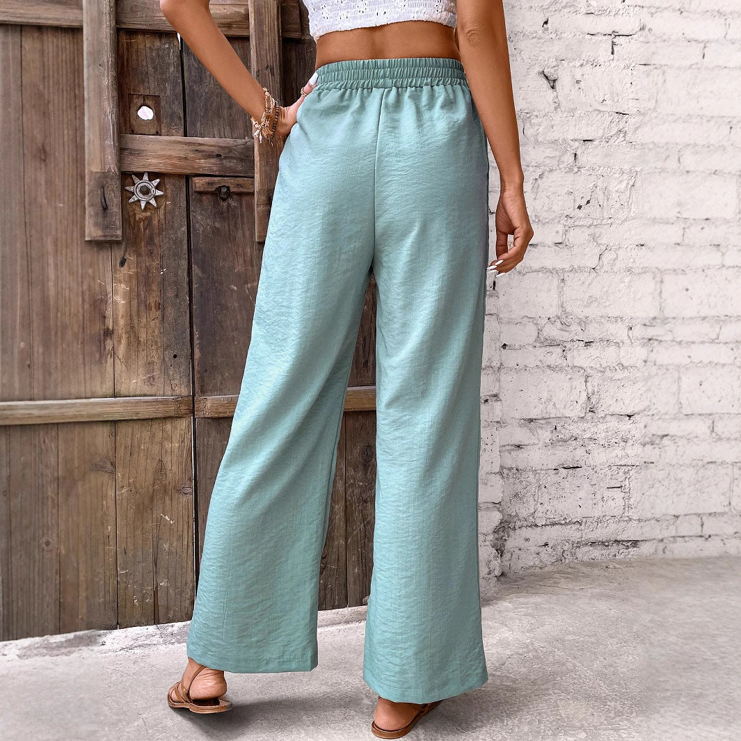 Wide palazzo pants for women with side button details and elegant slit Chic und Stil