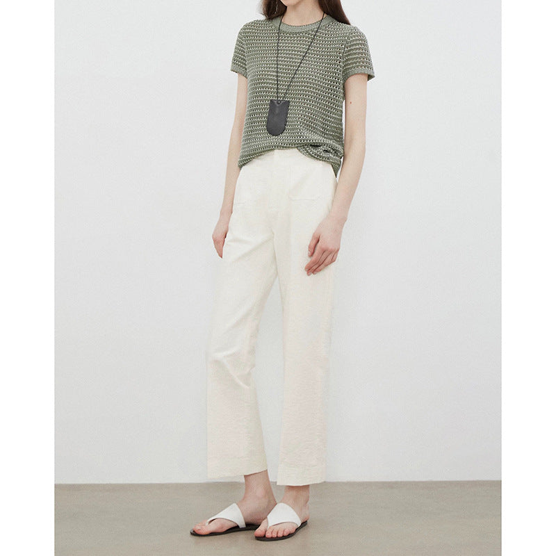 Pantalons larges plissés taille haute pour femmes Chic und Stil 1750846496