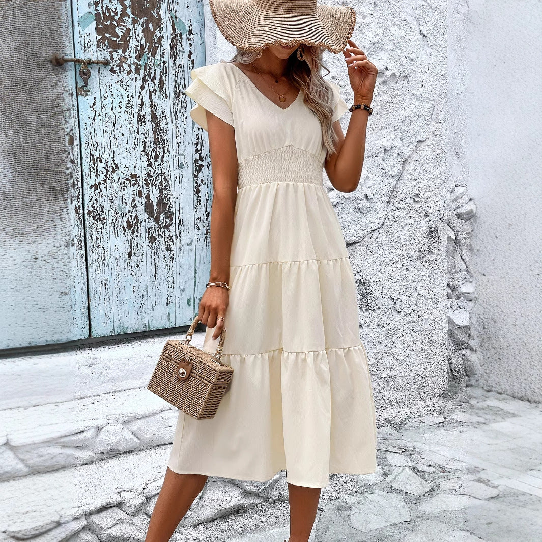 Robe maxi femme avec des détails froncés et une taille mi-haute Chic und Stil