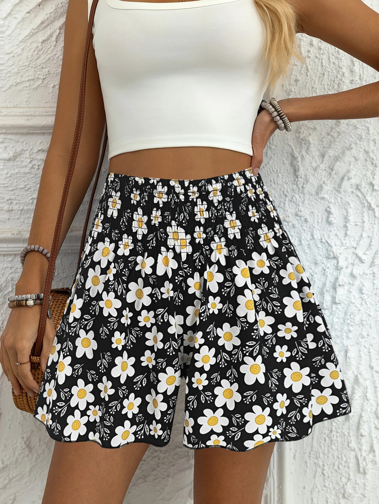 Shorts Chic und Stil à coupe décontractée imprimé floral pour femmes