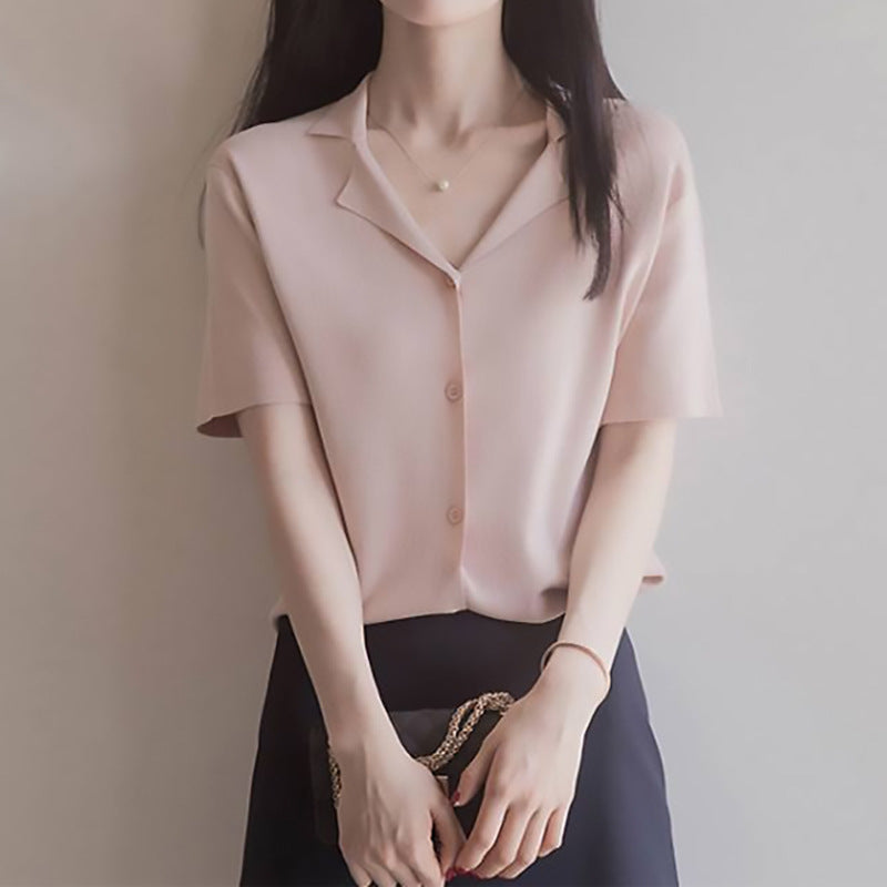 Blouse à boutons à manches courtes pour femmes Chic und Stil