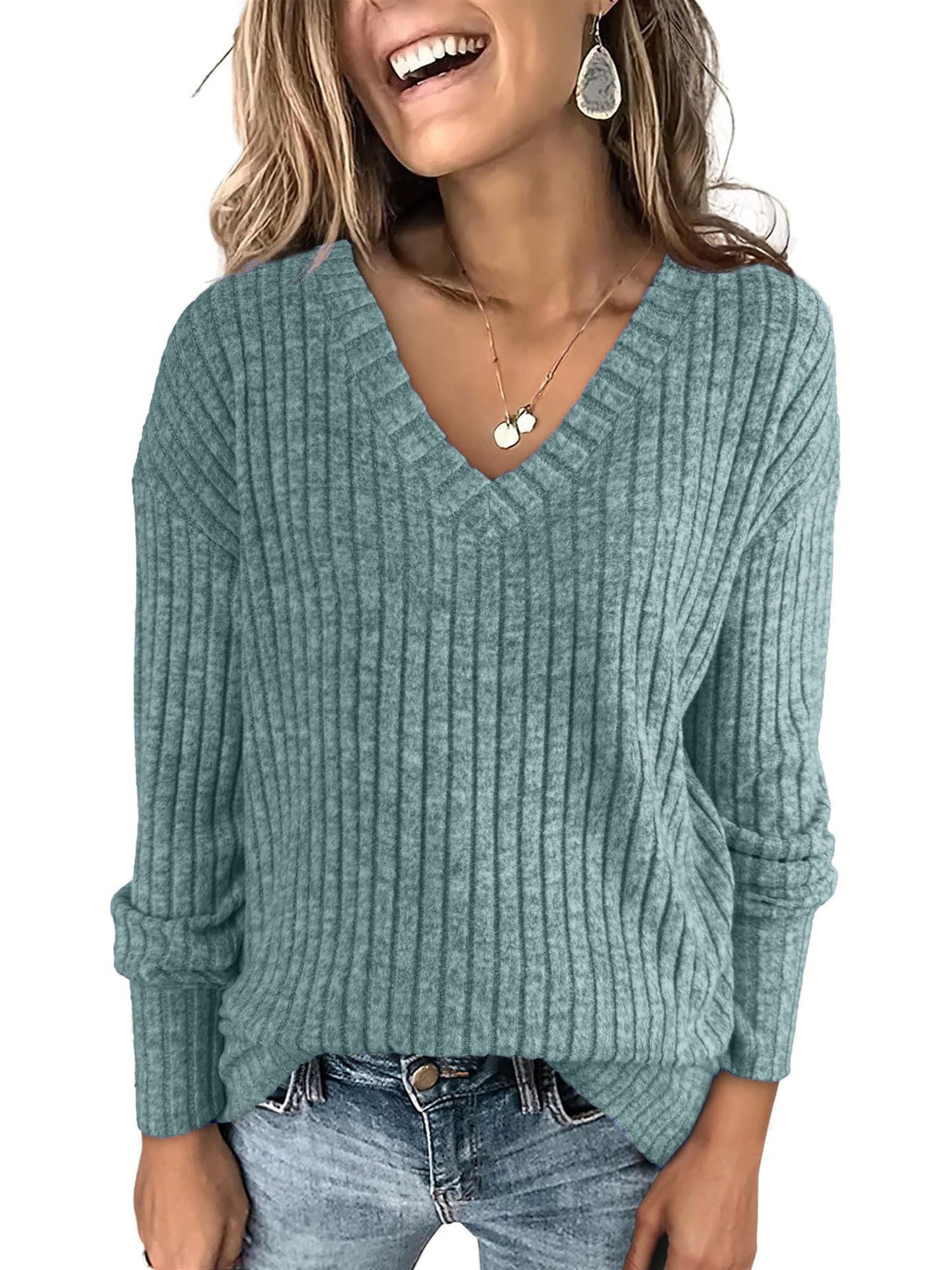 Dames V-cou tricot pull Chic und Stil