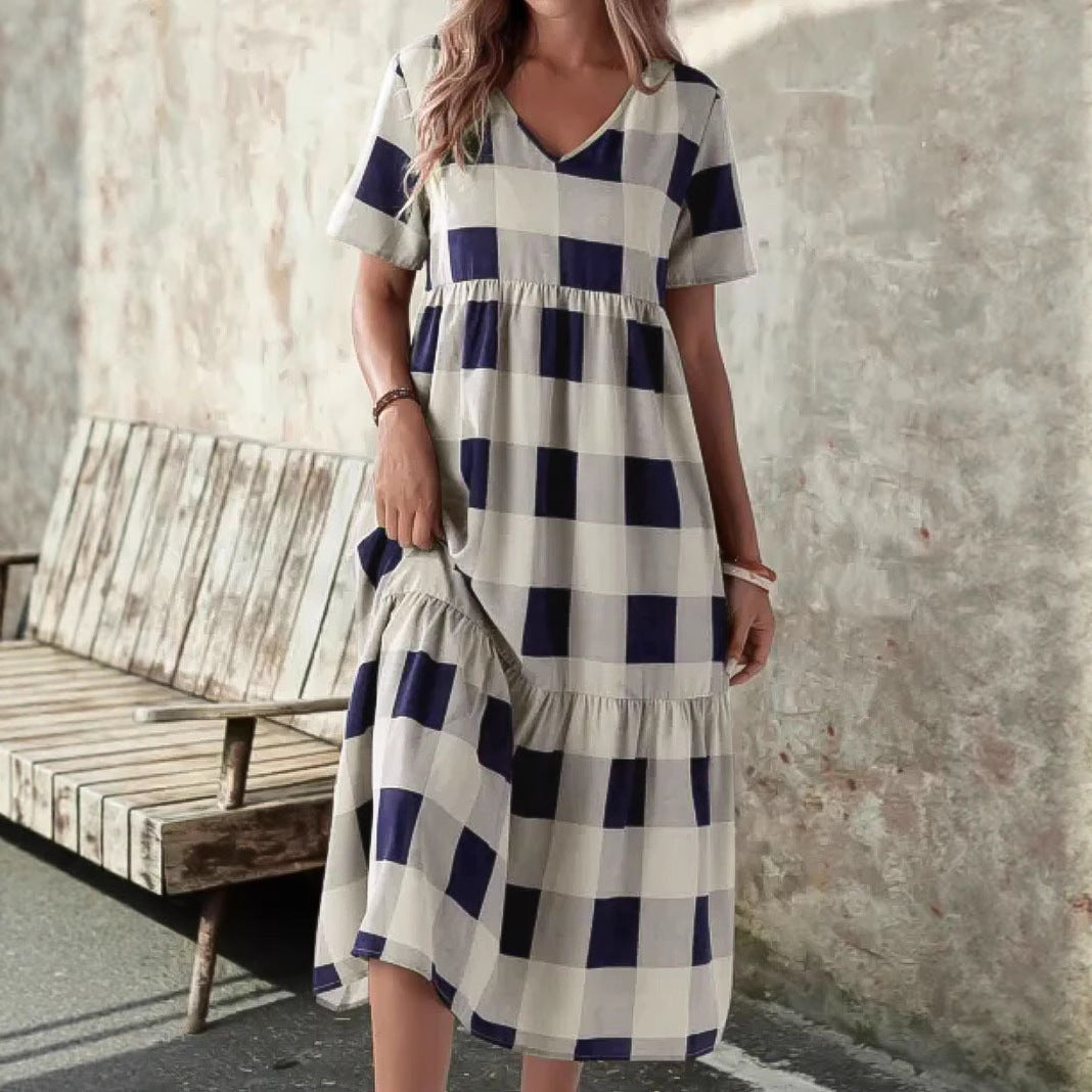 Robe midi à paliers à encolure en V Chic und Stil pour femmes