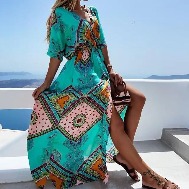 Robe maxi femme avec motif coloré Chic und Stil