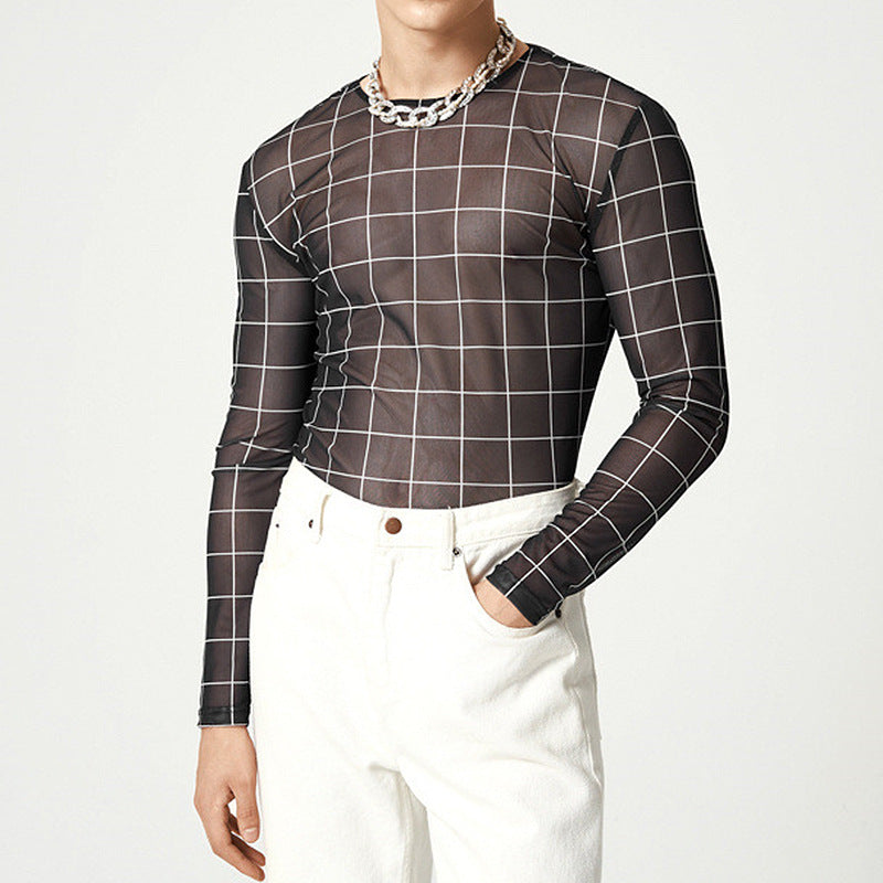 Haut en filet pour hommes avec un motif à carreaux moderne et un tissu respirant Chic und Stil