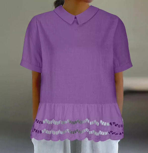 Blouse à ourlet en dentelle élégante Chic und Stil pour femmes