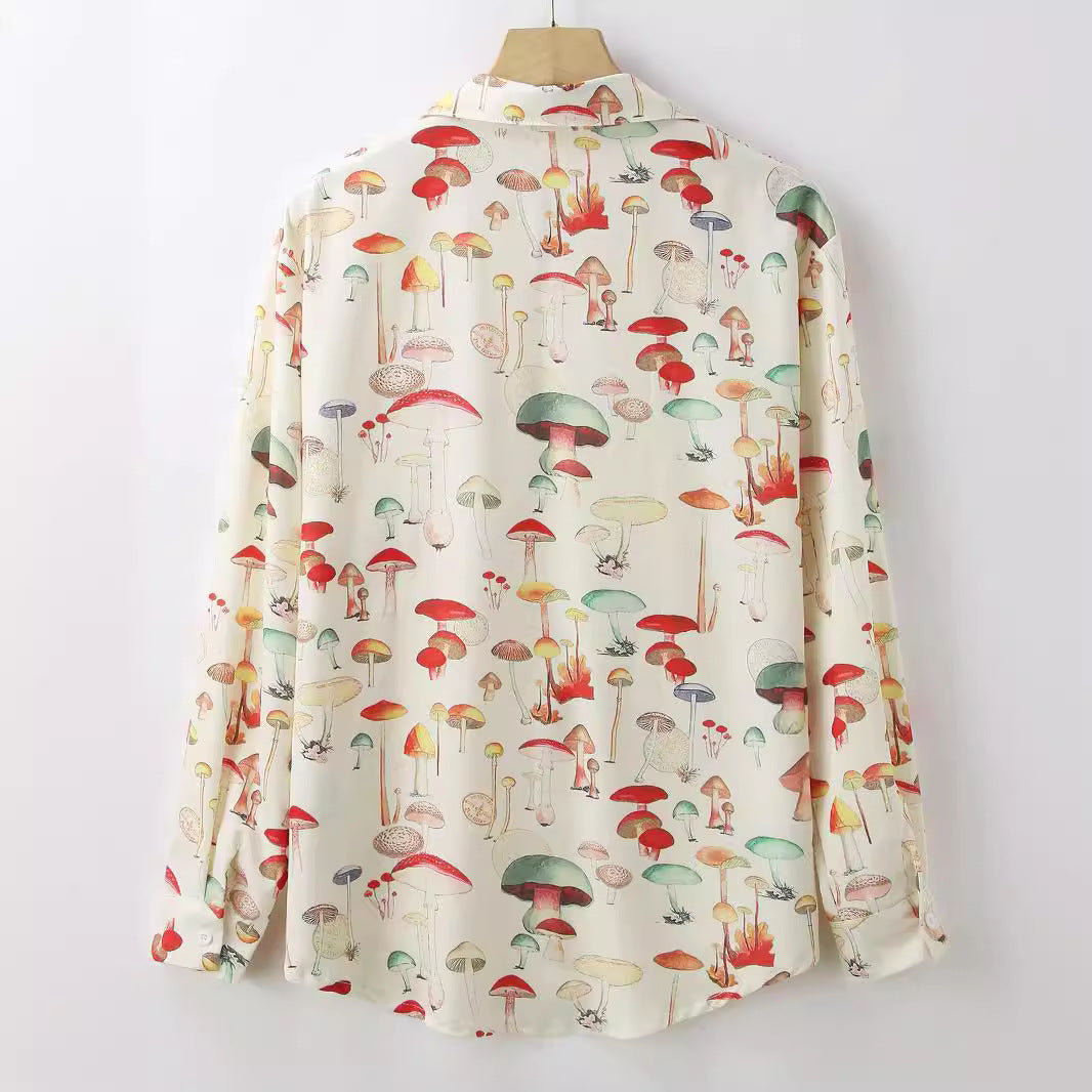 Chemise à manches longues pour femmes avec un motif de champignon créatif et des matériaux de haute qualité Chic und Stil