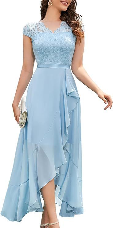Robe de soirée à volants en dentelle pour femmes Chic und Stil