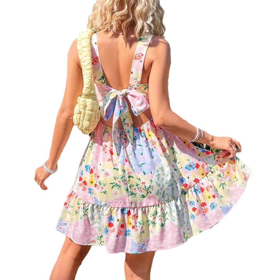 Robe d'été à volants floraux pour femmes Chic und Stil