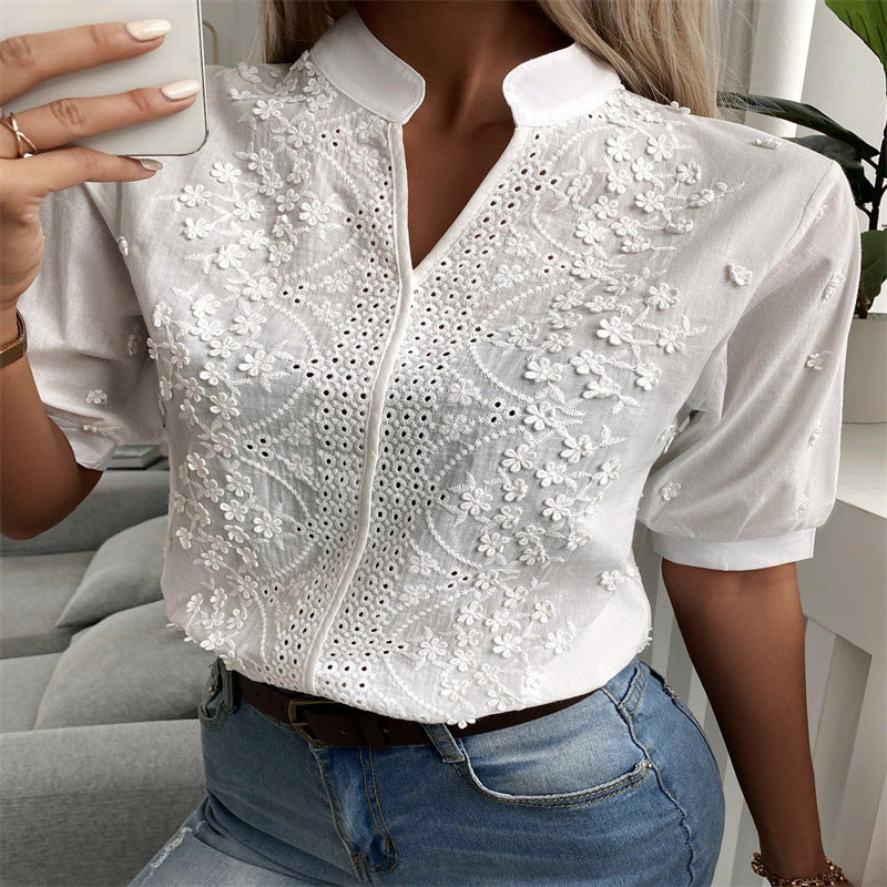 Blouse en coton brodée pour femmes Chic und Stil