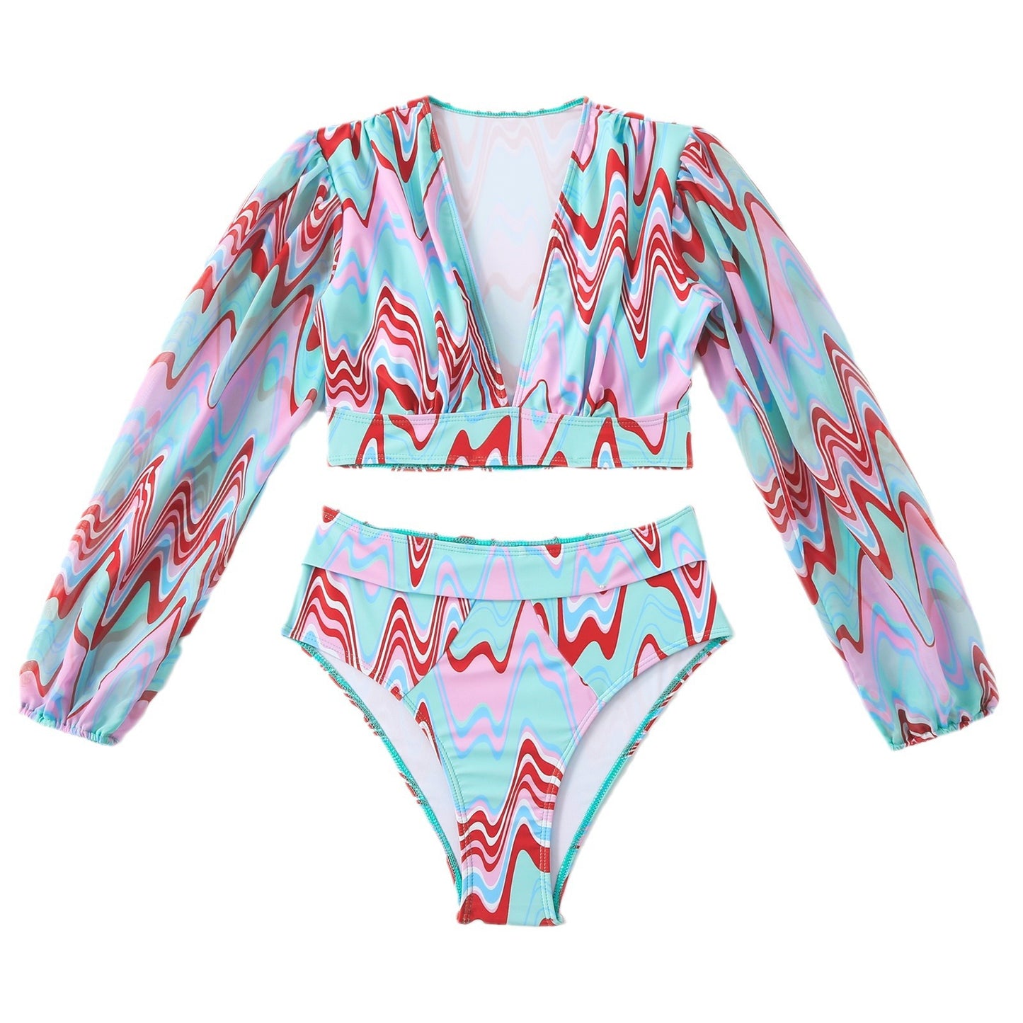 Maillot de bain pour femmes avec décolleté en V élégant et manches fluides Chic und Stil