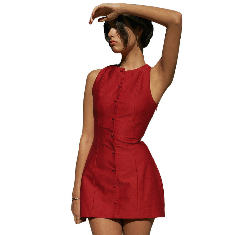 Robe mini à boutons personnalisée pour femmes Chic und Stil