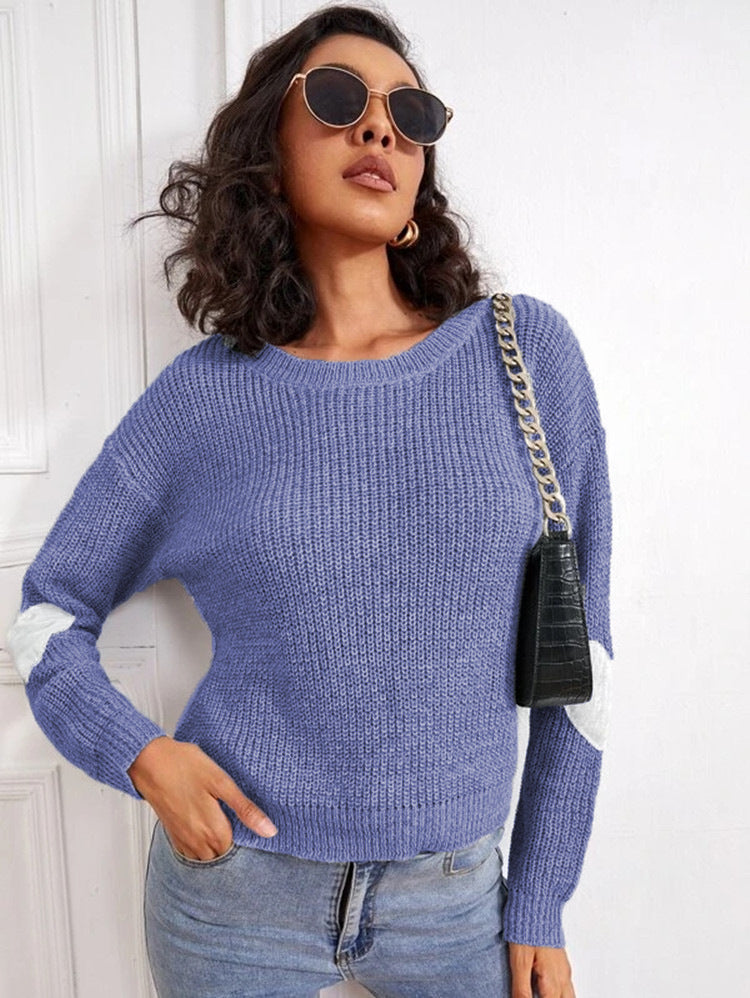 Pull en tricot tendance pour femmes avec des accents de manches contrastants Chic und Stil