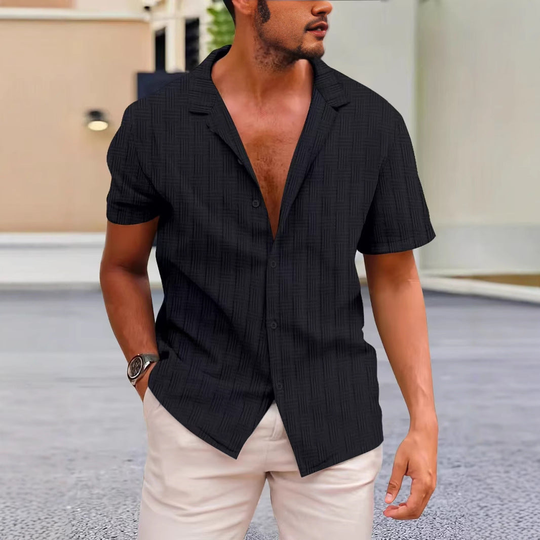 Chemise mode à manches courtes pour hommes avec un design de texture moderne Chic und Stil