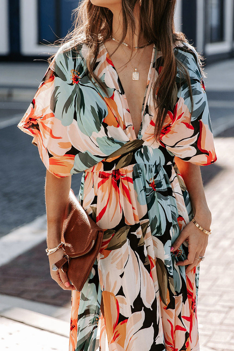 Chic and Stylish Women's Floral Wrap Maxi Dress
