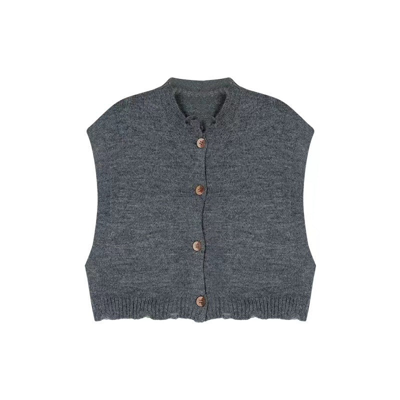 Cardigan court pour femmes avec ourlet fendu et détails de boutons en bois Chic & Stil