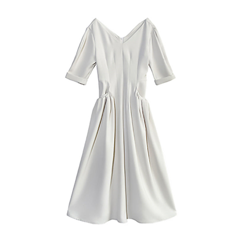 Robe midi élégante à manches bouffantes et col V Chic und Stil