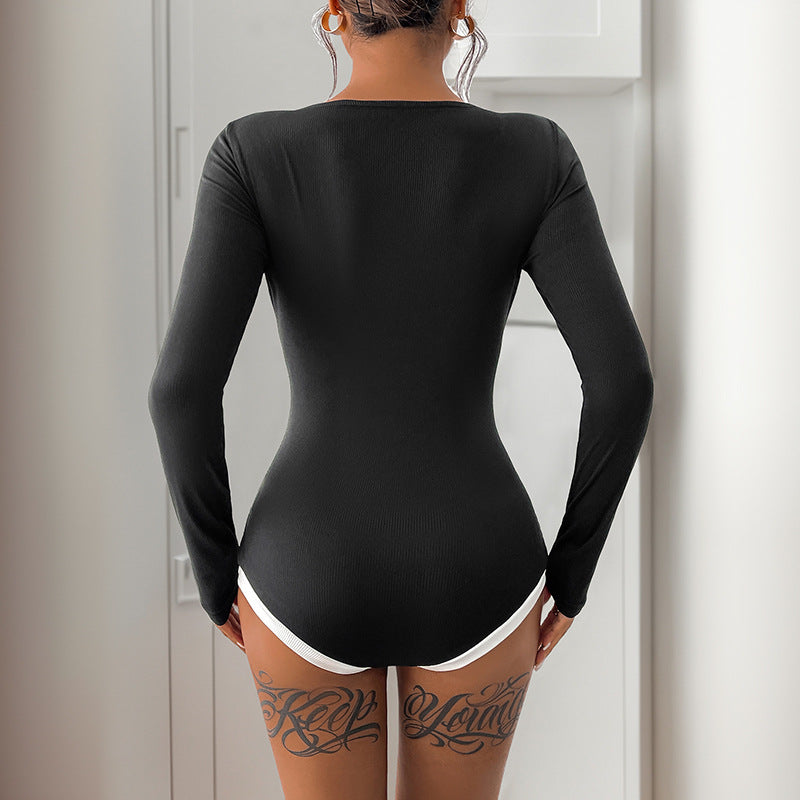 Body à manches longues pour femmes en rib avec empiècement contrasté Chic und Stil