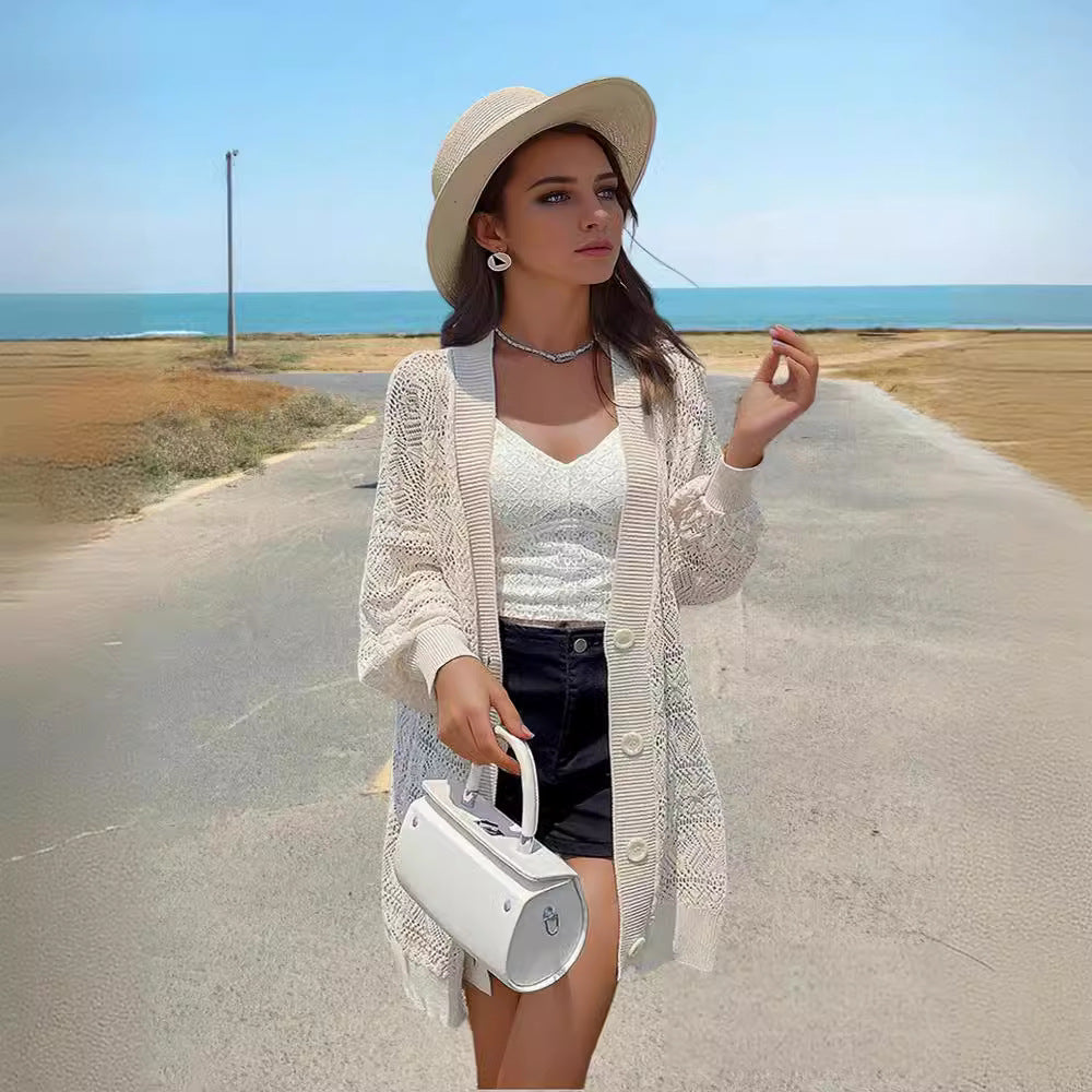 Cardigan femme avec motif crochet artistique et coupe aérienne Chic und Stil